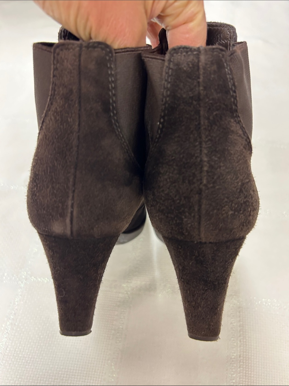 Stuart Weitzman Dark Brown Suede Pointed Toe Chelsea Booties image 3